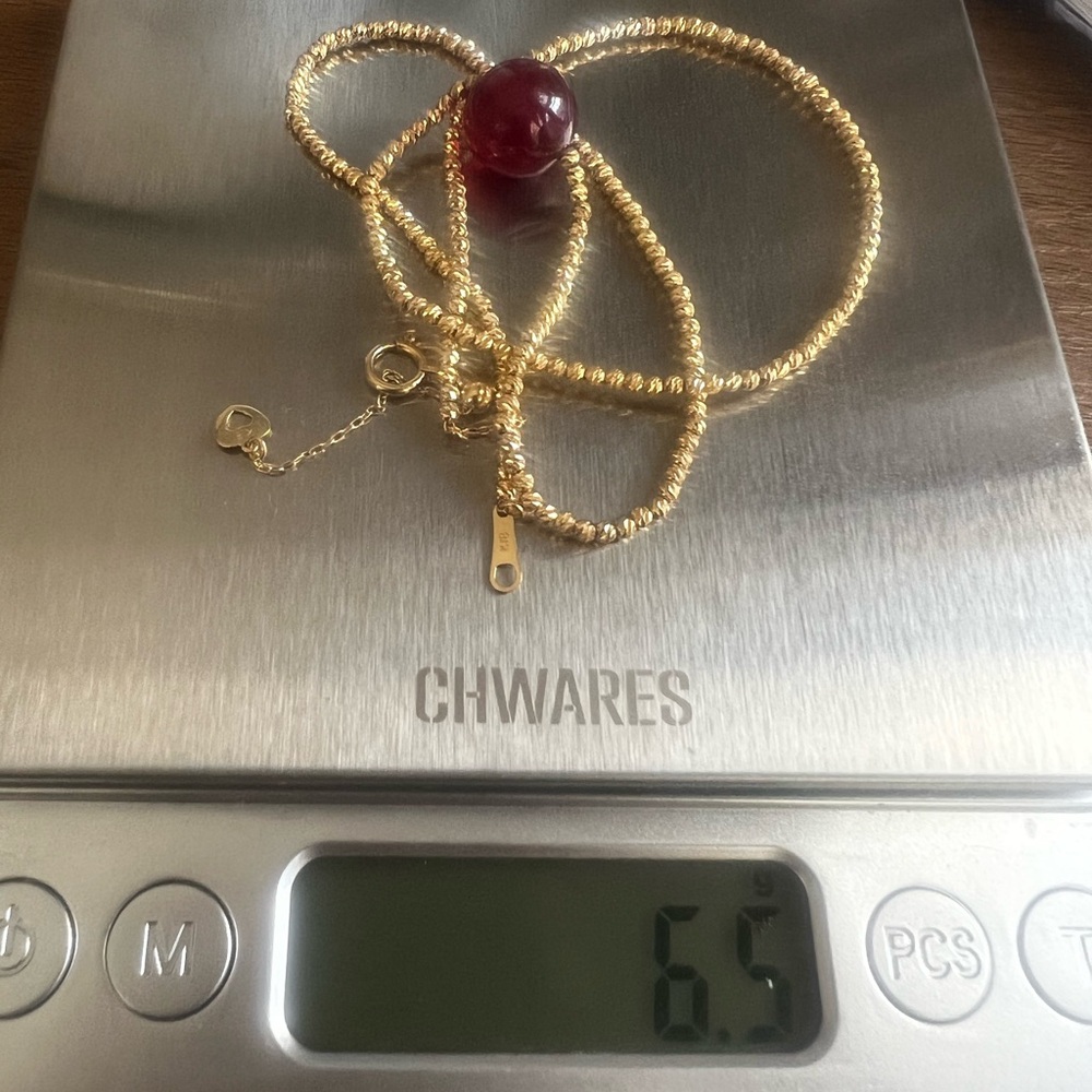 Red Ball Chain 18k Solid Gold - image 7
